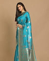 alt message - Mohey Women Dreamy Blue Saree image number 4